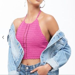NWT ✨ Forever21 Magenta Crochet Halter Top S